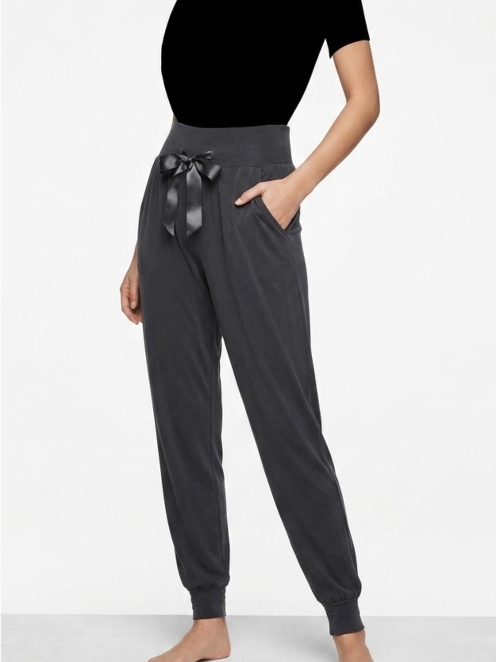 Victoria's Secret Luxe Sleep High Rise Jogger Pants Dark Charcoal Grey Lounge XS